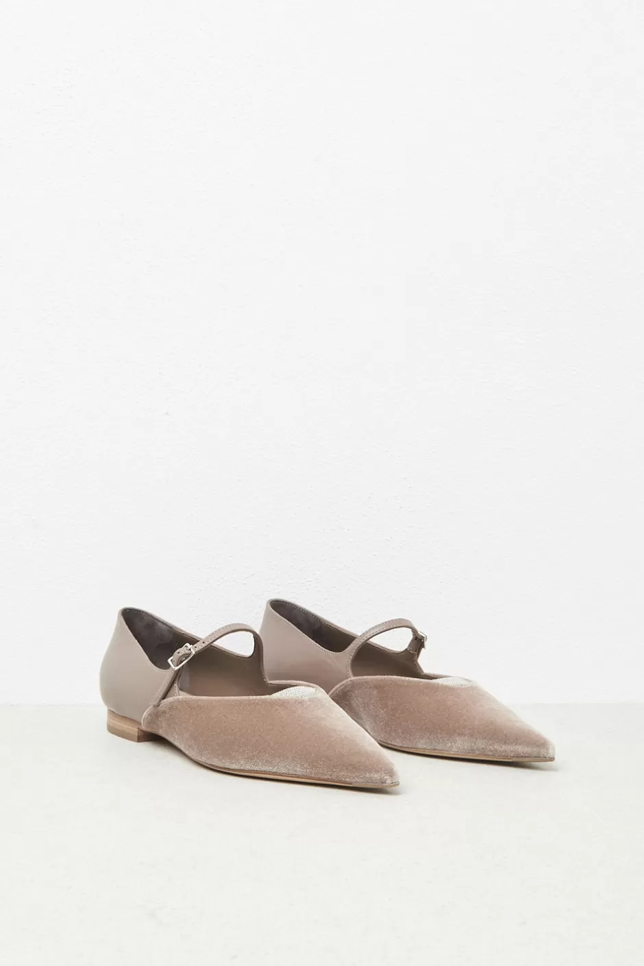 Scarpe | Peserico Ballerina Flat In Velluto E Pelle Cammello