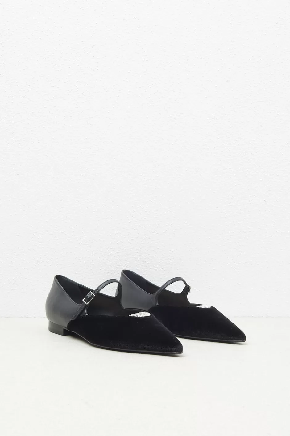 Scarpe | Peserico Ballerina Flat In Velluto E Pelle Nero