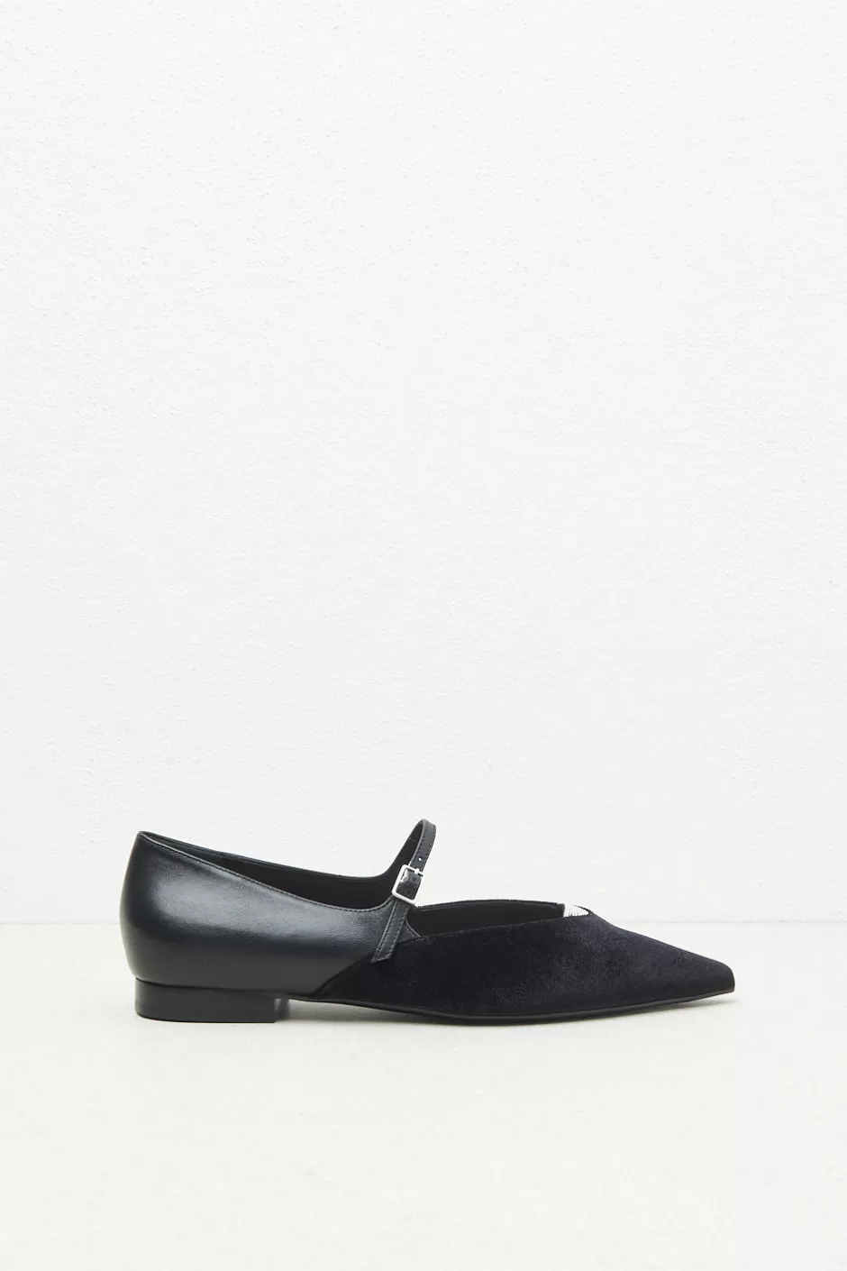 Scarpe | Peserico Ballerina Flat In Velluto E Pelle Nero