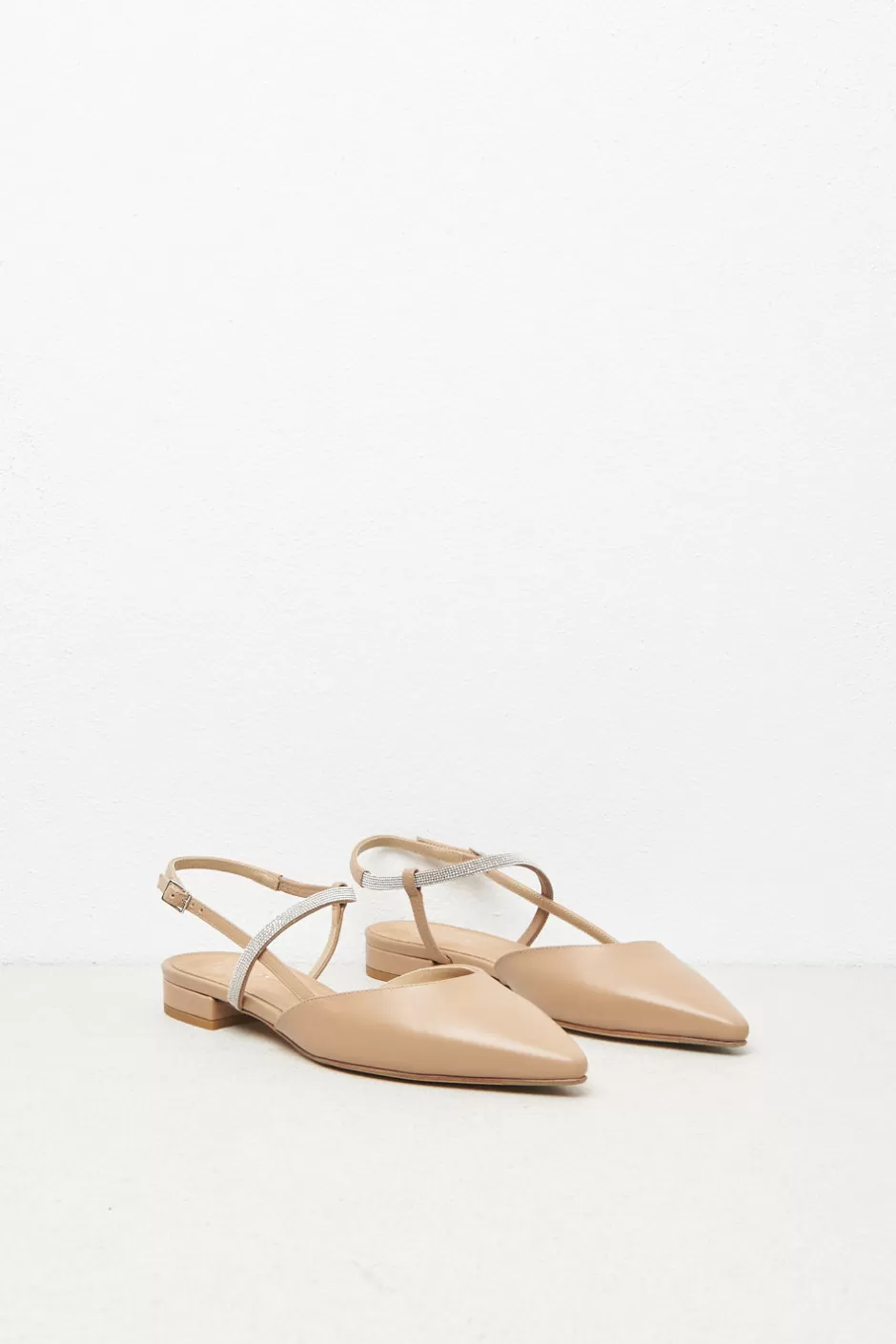 Scarpe | Peserico Ballerine Slingback Flat In Pelle Con Punto Luce Latte macchiato