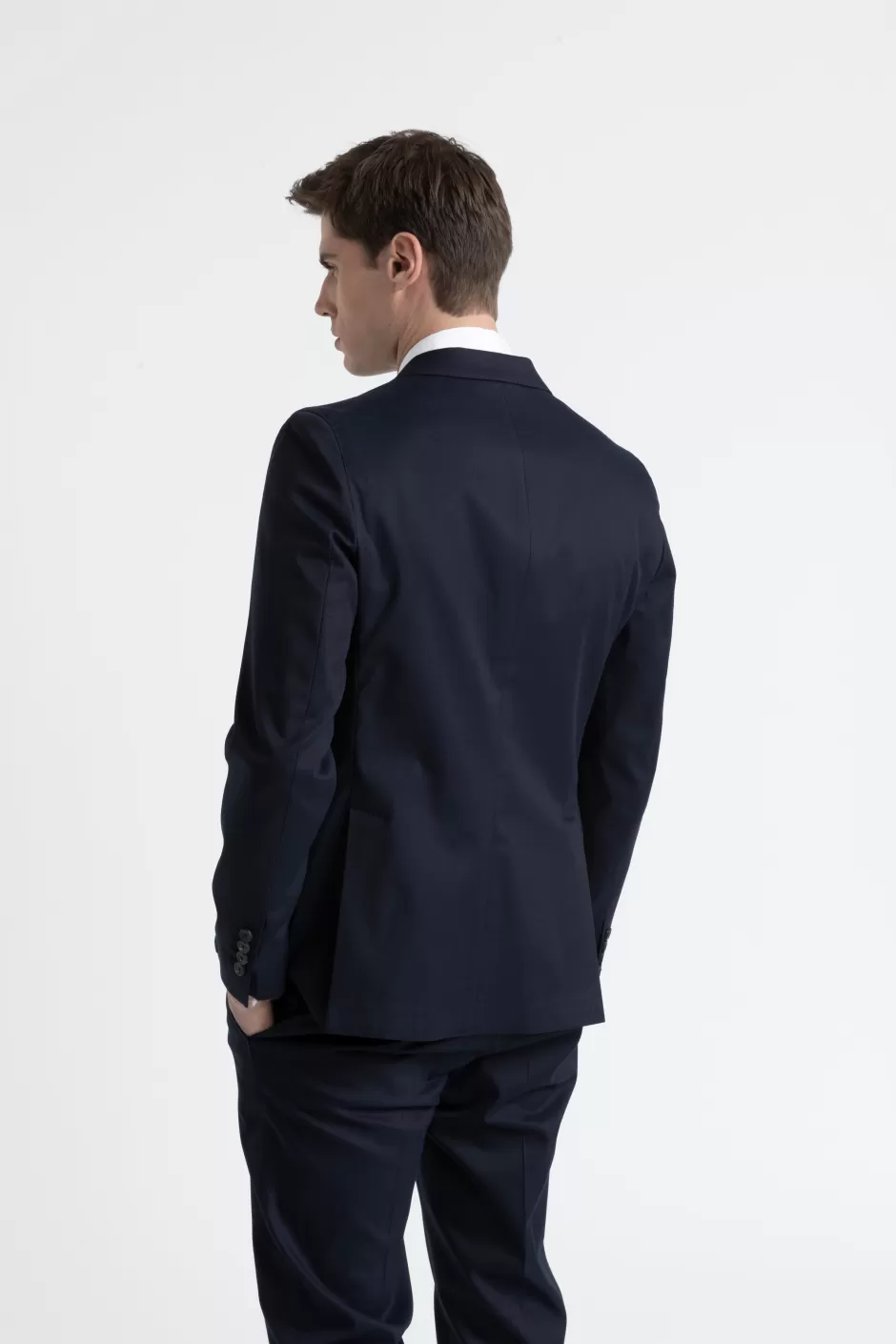 Blazer | Peserico Blazer Monopetto In Gabardina Di Cotone, Tencel E Lana Stretch Blu calamaio