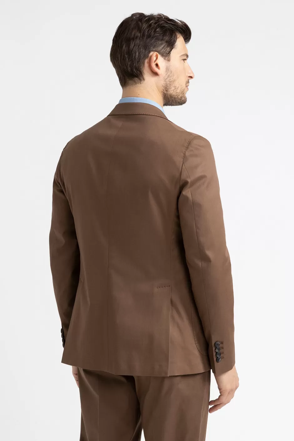 Blazer | Peserico Blazer Monopetto In Gabardina Di Cotone, Tencel E Lana Stretch Castagno