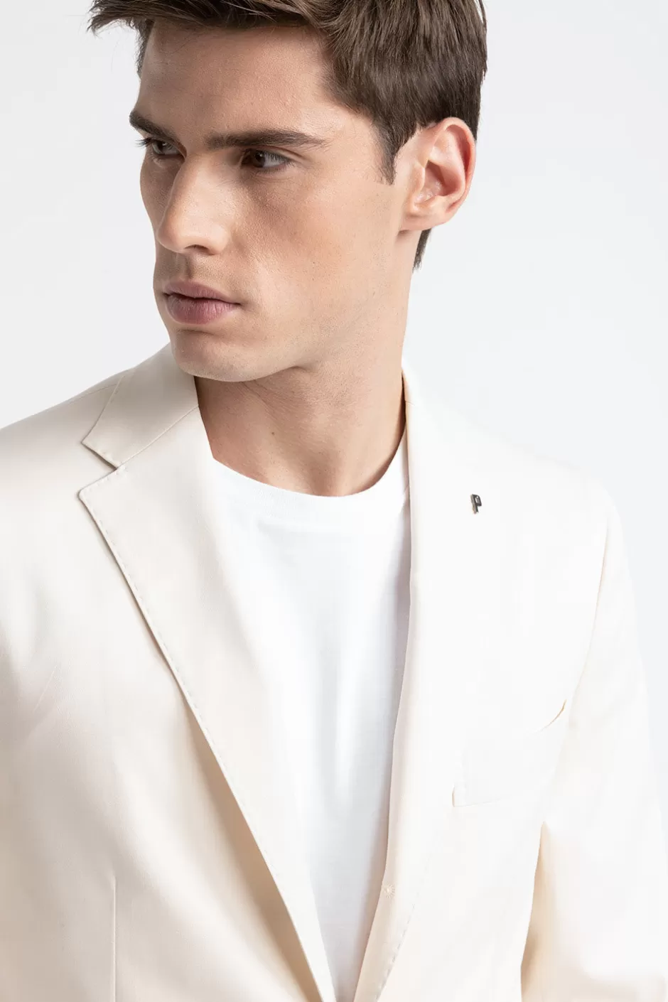 Blazer | Peserico Blazer Monopetto In Gabardina Di Cotone, Tencel E Lana Stretch Orzo