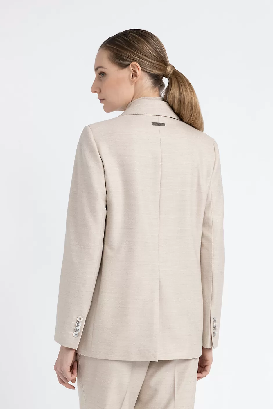 Completi E Set Coordinati | Blazer E Gilet | Peserico Blazer Monopetto In Lana Jaspé Comfort Loro Piana Orzo