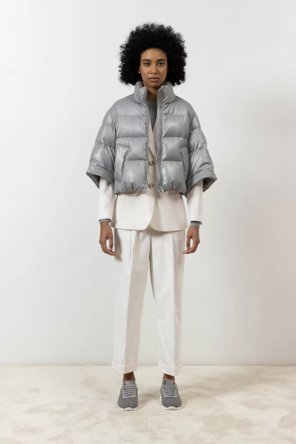 Completi E Set Coordinati | Blazer E Gilet | Peserico Blazer Monopetto In Velluto 1000 Righe Di Cotone E Viscosa Beige perla