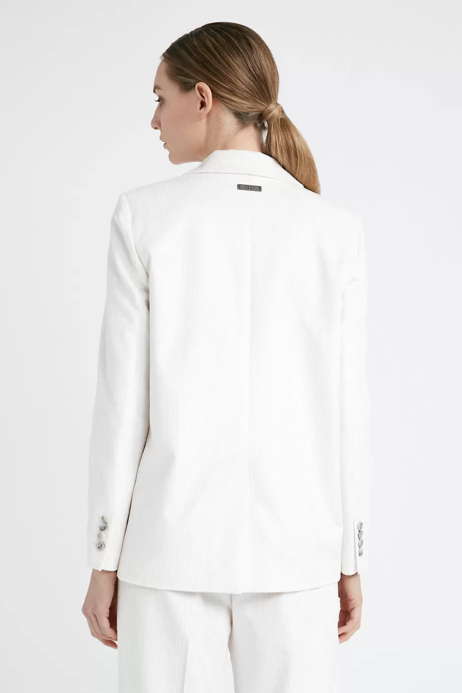 Completi E Set Coordinati | Blazer E Gilet | Peserico Blazer Monopetto In Velluto 1000 Righe Di Cotone E Viscosa Beige perla