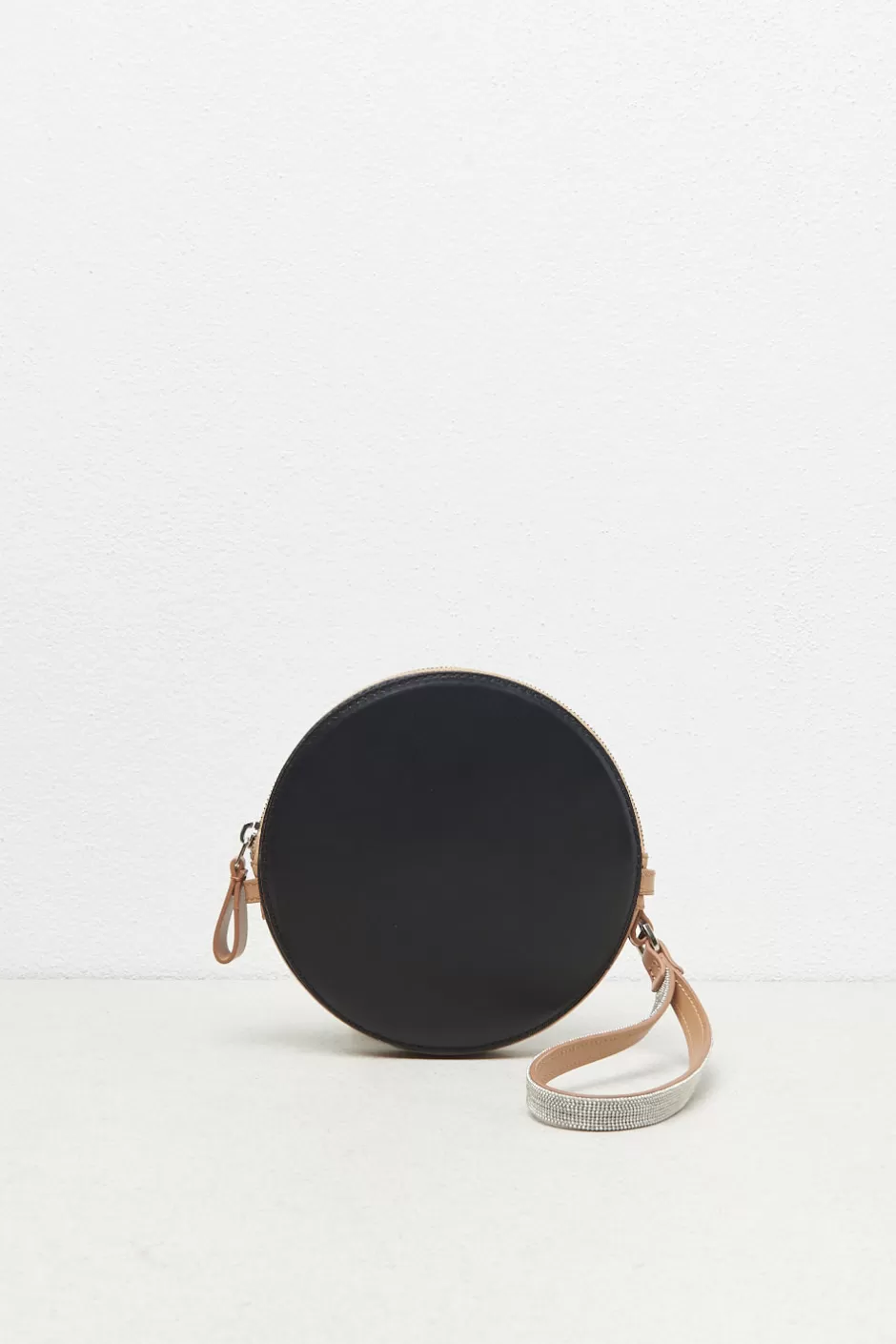 Accessori | Borse | Peserico Borsa Rotonda In Vera Pelle Con Polsiera E Tracolla Nero