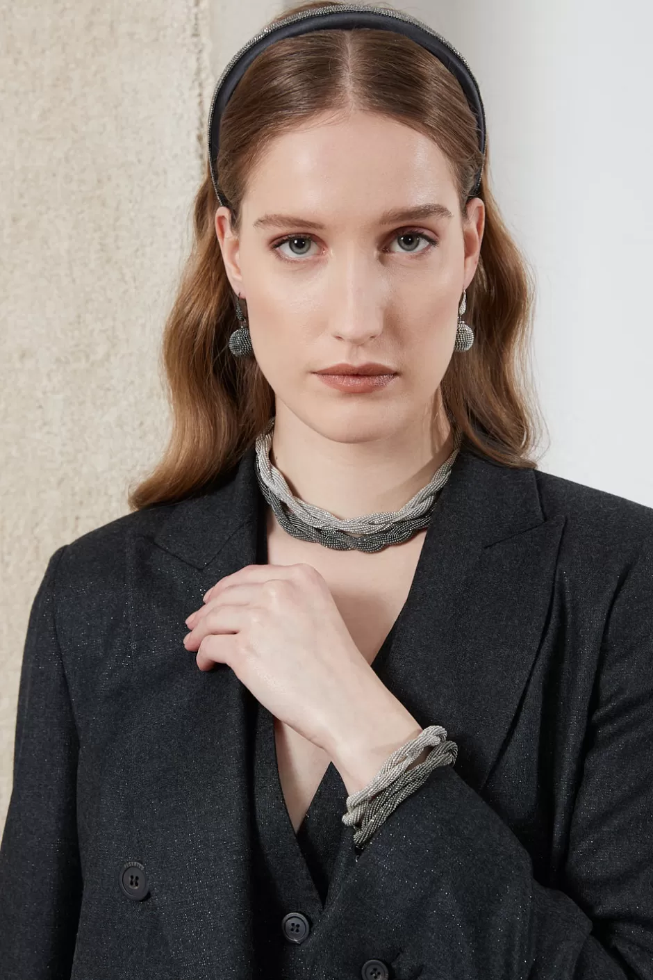 Bijoux | Peserico Bracciale Con Torchonne In Catena Punto Luce Grigio