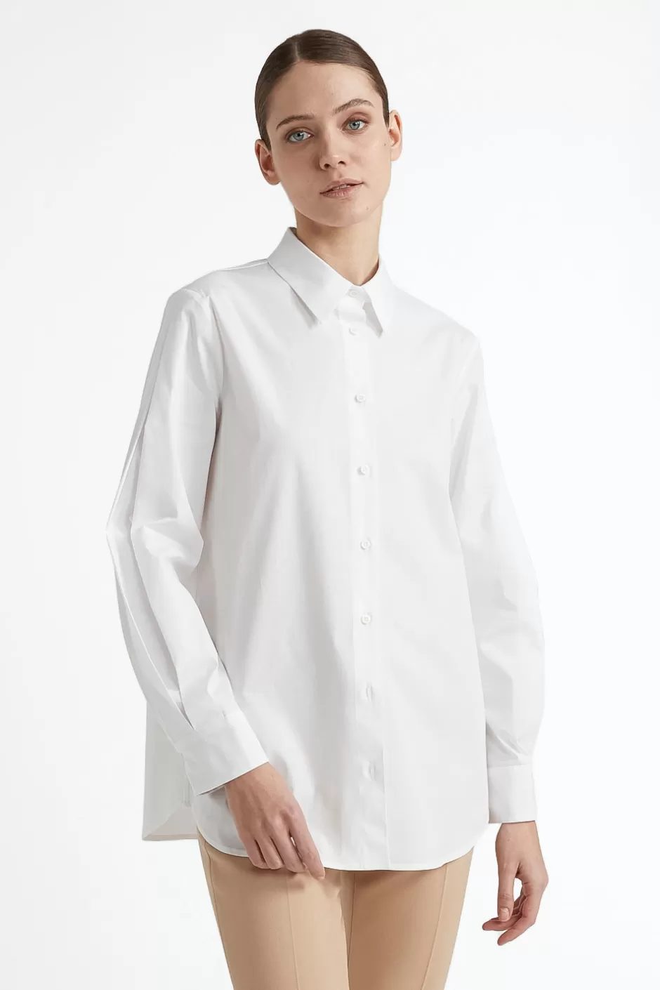 Camicie E Bluse | Peserico Camicia Ampia In Popeline Di Cotone Bianco Puro