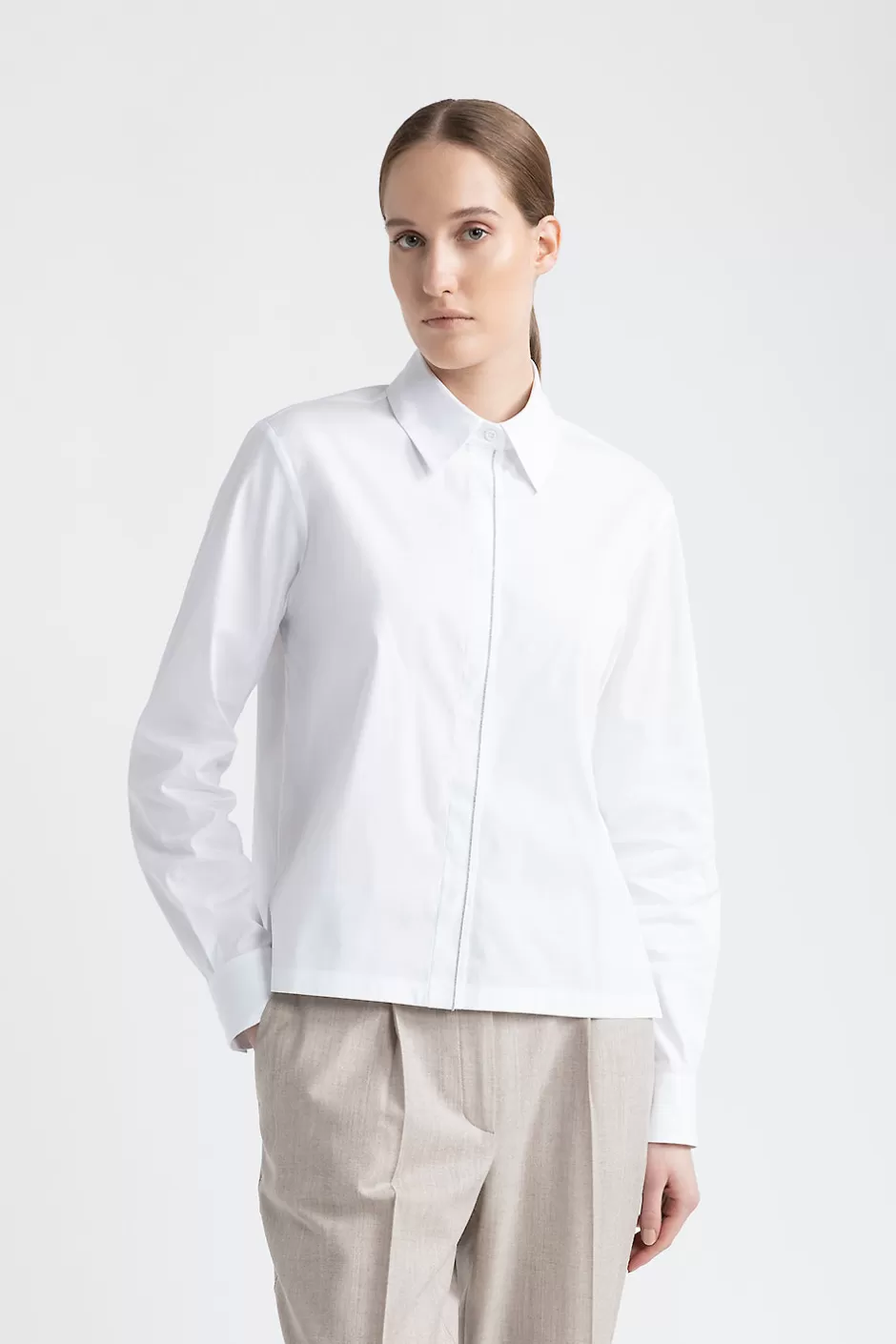 Camicie E Bluse | Peserico Camicia In Cotone Con Punto Luce Bianco Puro