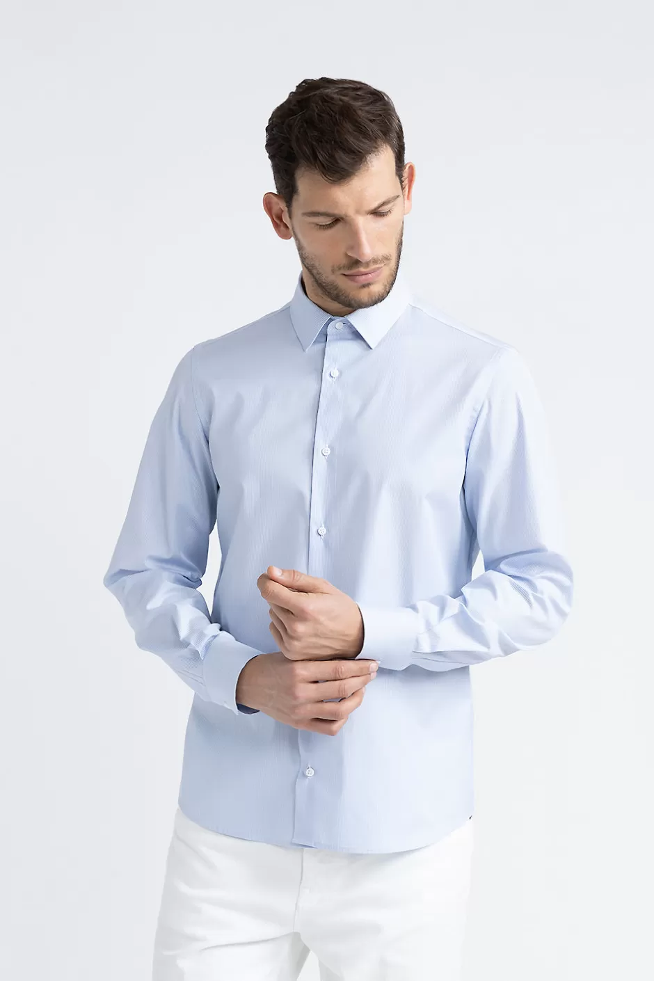 Camicie | Peserico Camicia In Popeline Di Cotone Ghiaccio Puro