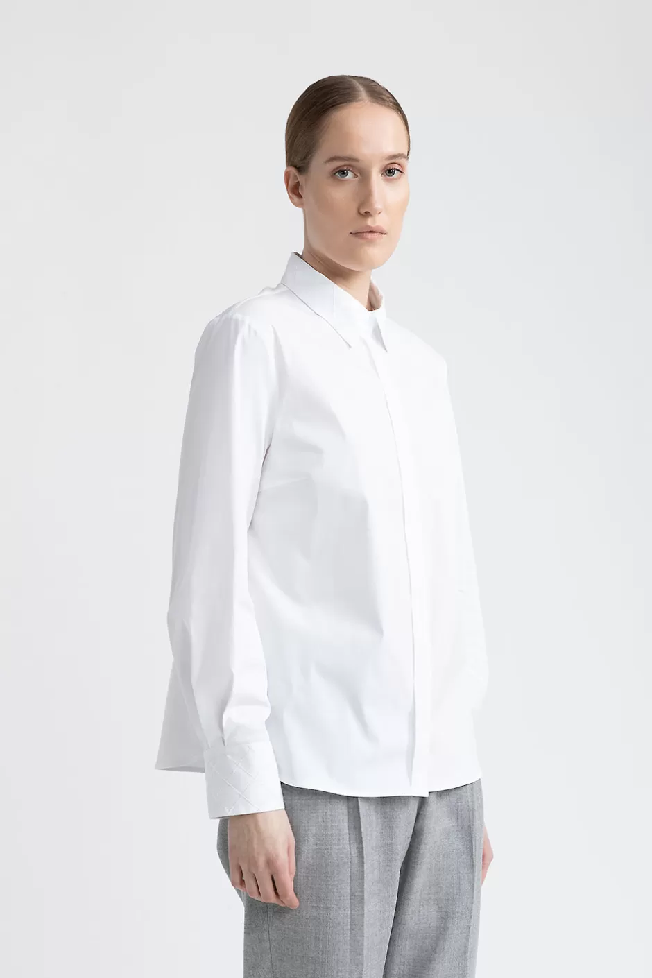 Camicie E Bluse | Peserico Camicia In Popeline Di Cotone Con Paillettes Bianco Puro