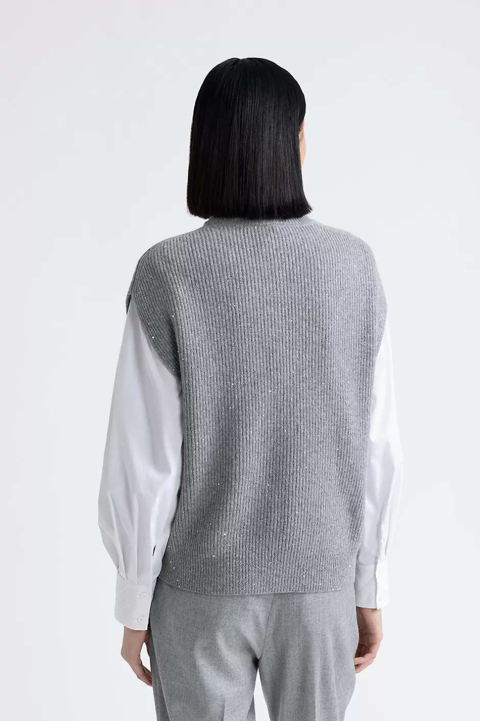 Maglieria | Peserico Cappa Senza Maniche In Lana E Cashmere Con Lurex E Paillettes Granito