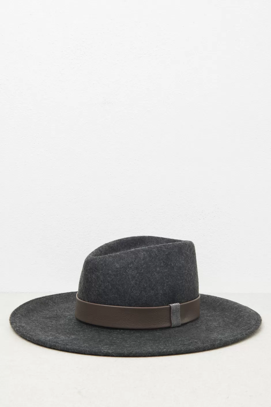 Accessori | Peserico Cappello Fedora Tesa Larga In Feltro Di Lana Grafite