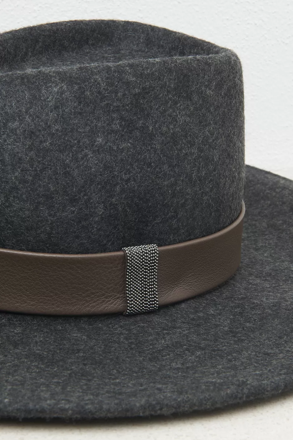 Accessori | Peserico Cappello Fedora Tesa Larga In Feltro Di Lana Grafite