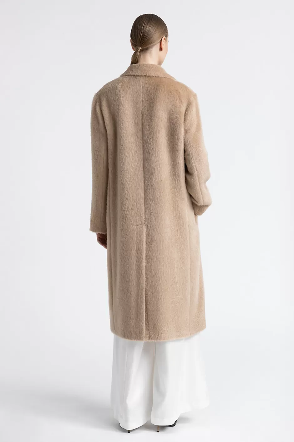 Capispalla | Peserico Cappotto Doppiopetto In Panno A Pelo Lungo In Alpaca E Lana Cammello