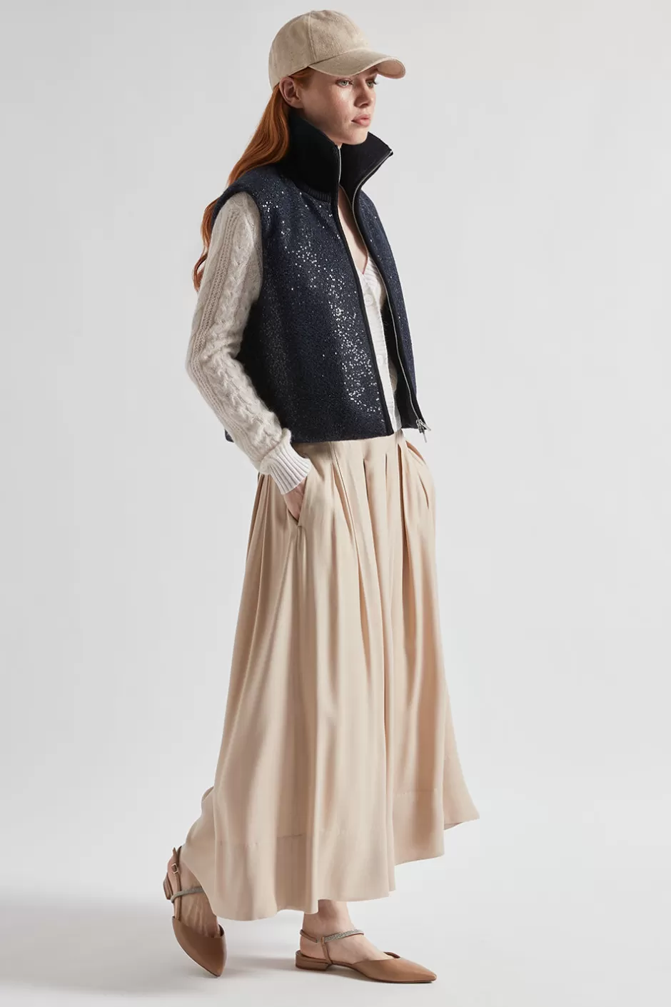Maglieria | Peserico Cardigan Girocollo A Trecce In Lana Merino, Alpaca E Lurex Bianco naturale