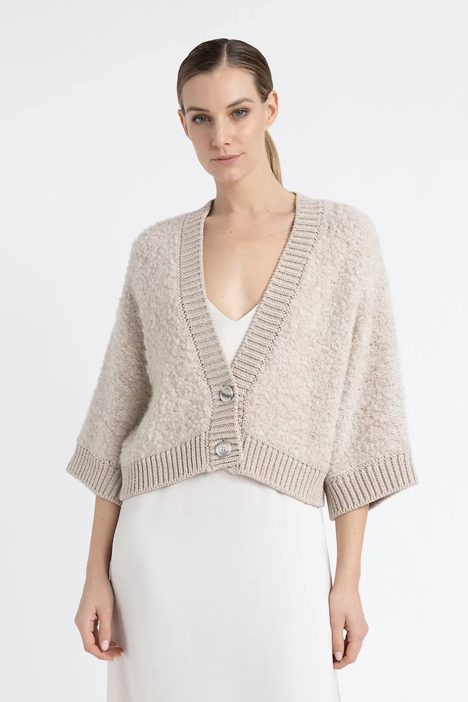 Maglieria | Peserico Cardigan In Bouclé Di Lana D'alpaca, Cashmere, Seta E Lurex Orzo