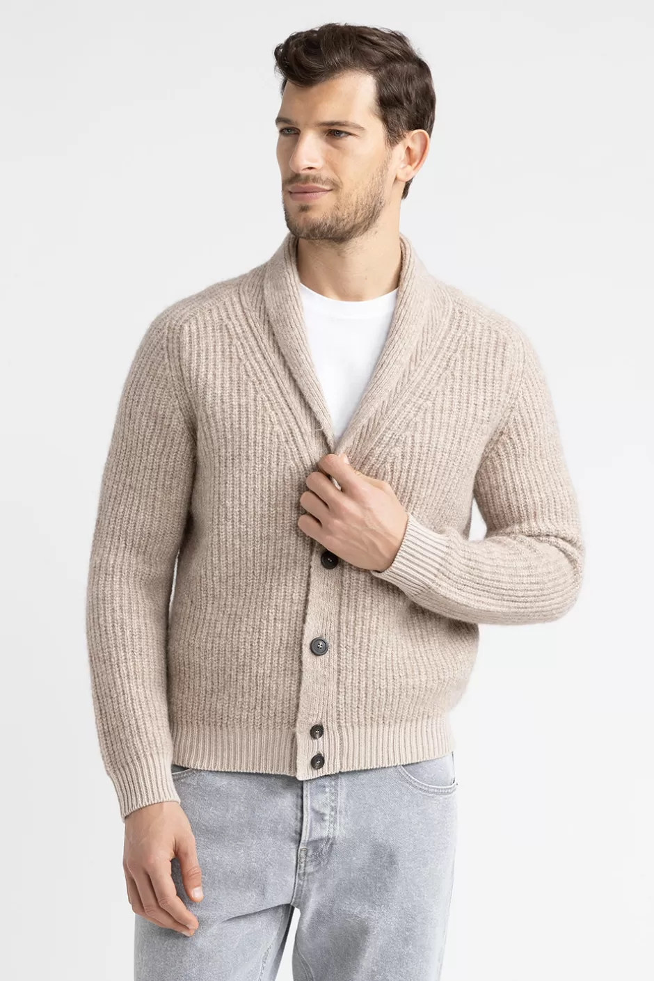 Maglieria | Peserico Cardigan In Lana Merinos Extrafine E Cashmere Faggio