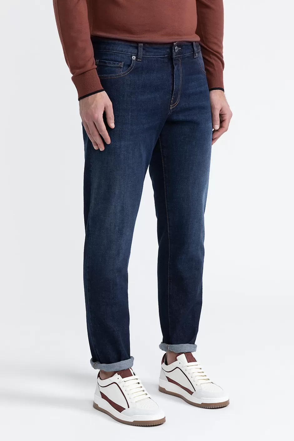 Denim | Pantaloni | Peserico Denim In Cotone Stretch Indaco Blu calamaio