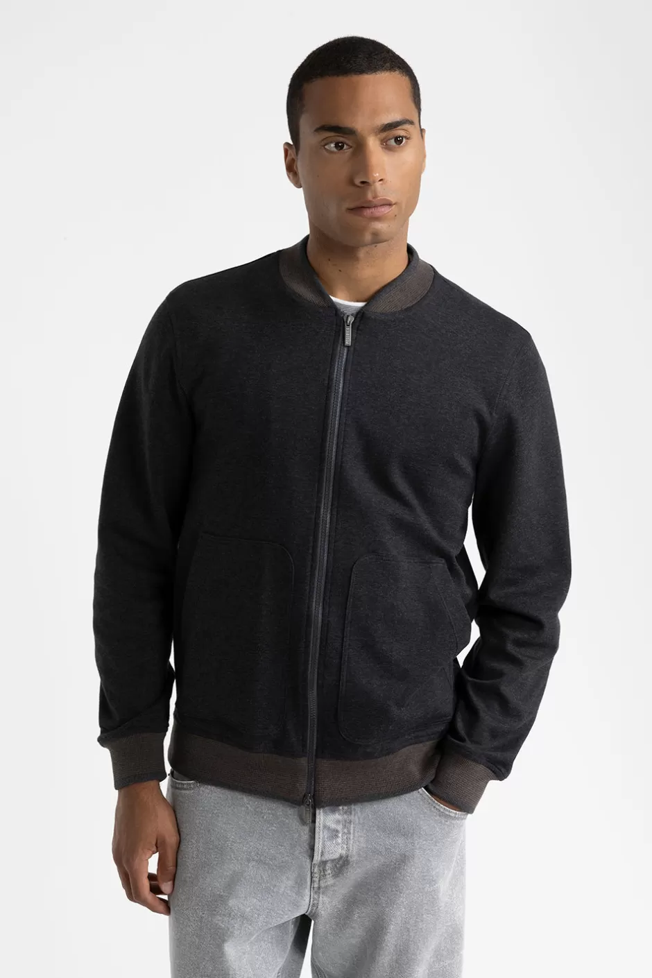 Felpe | Peserico Felpa Bomber In Misto Cotone Grafite