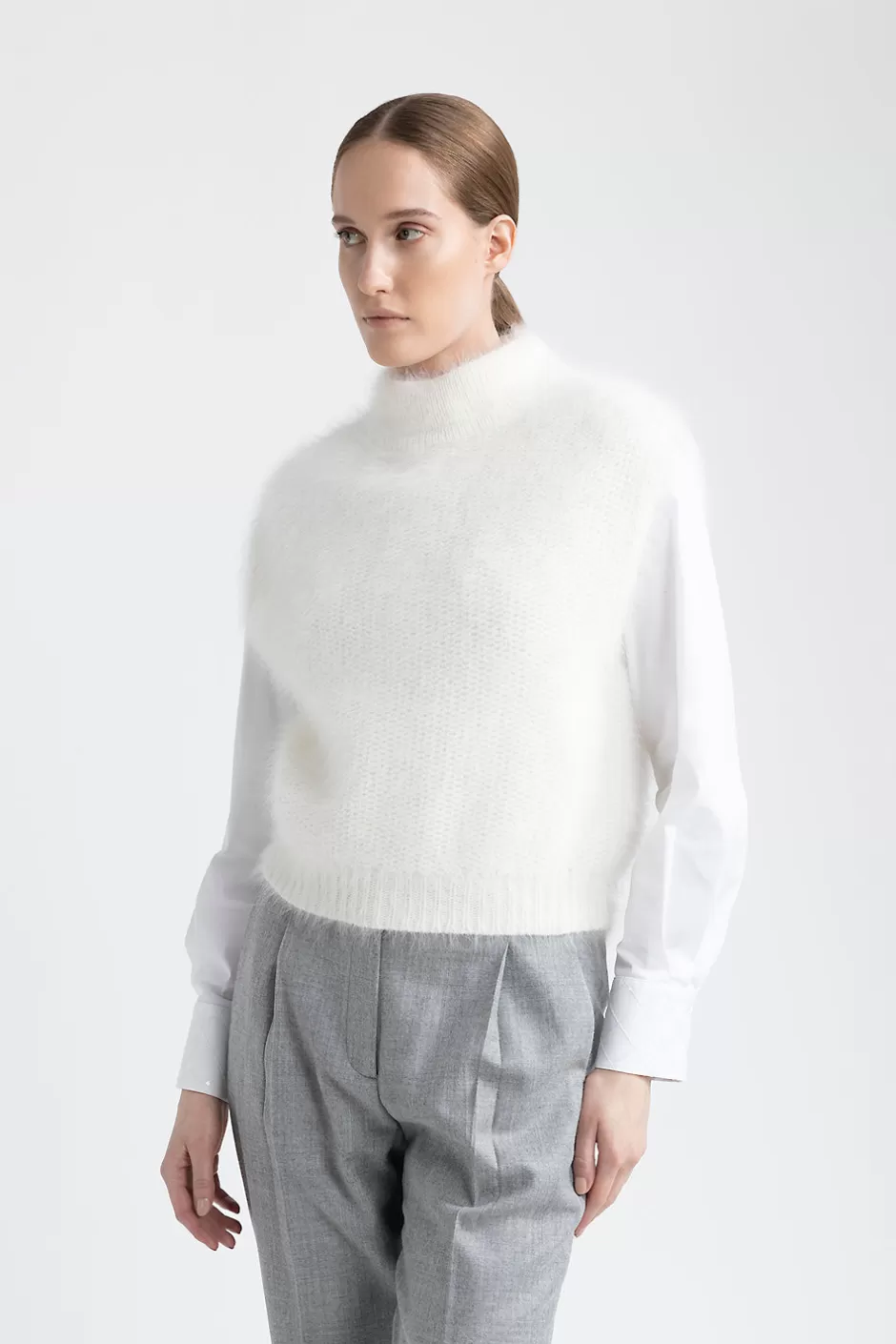 Maglieria | Peserico Gilet In Filato Di Lana D'angora Bianco naturale