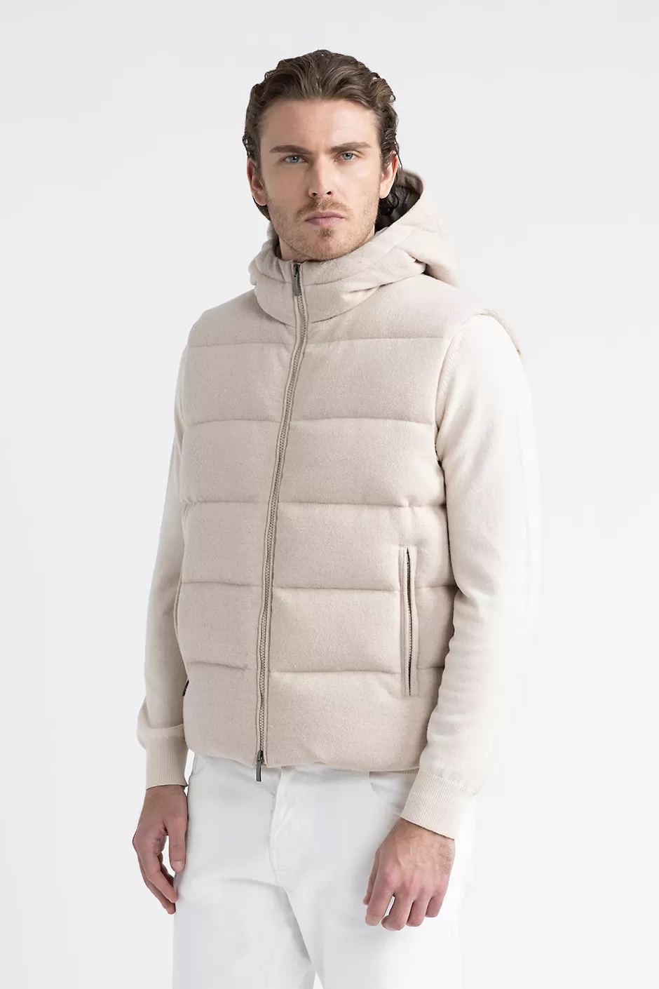 Capispalla | Peserico Gilet In Piuma D'oca In Lana E Cashmere Faggio