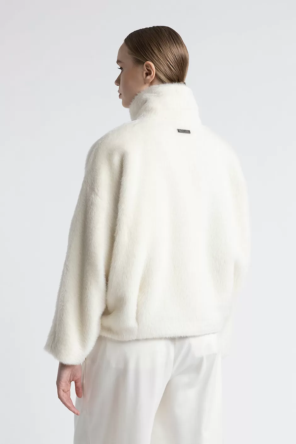 Capispalla | Peserico Giubbino In Panno A Pelo Lungo In Alpaca E Lana Bianco naturale