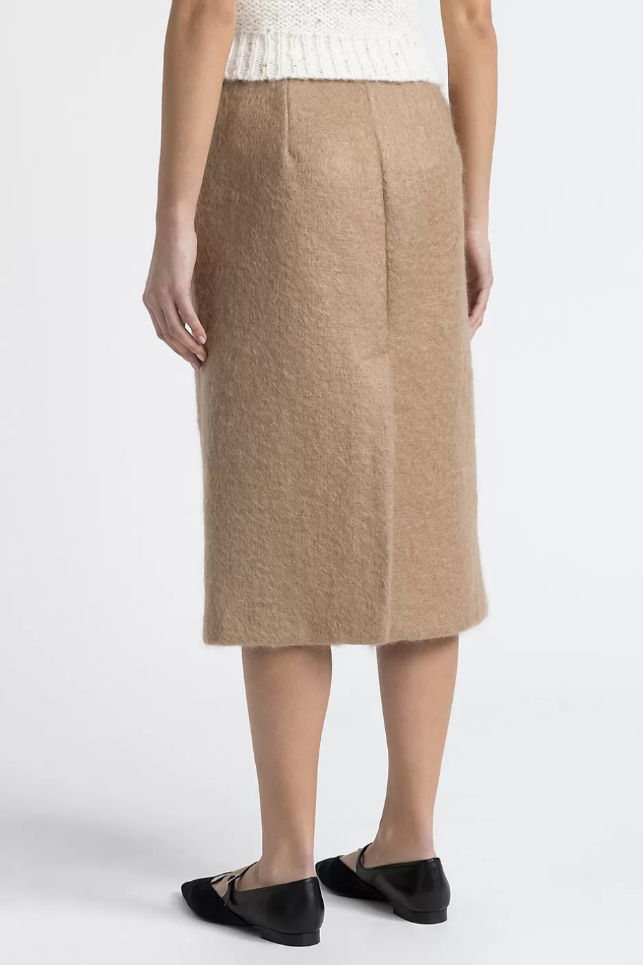 Completi E Set Coordinati | Gonne | Peserico Gonna A Tubino In Panno A Pelo Lungo Di Lana E Mohair Cammello