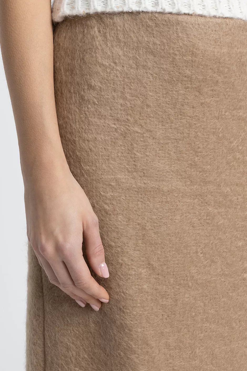 Completi E Set Coordinati | Gonne | Peserico Gonna A Tubino In Panno A Pelo Lungo Di Lana E Mohair Cammello