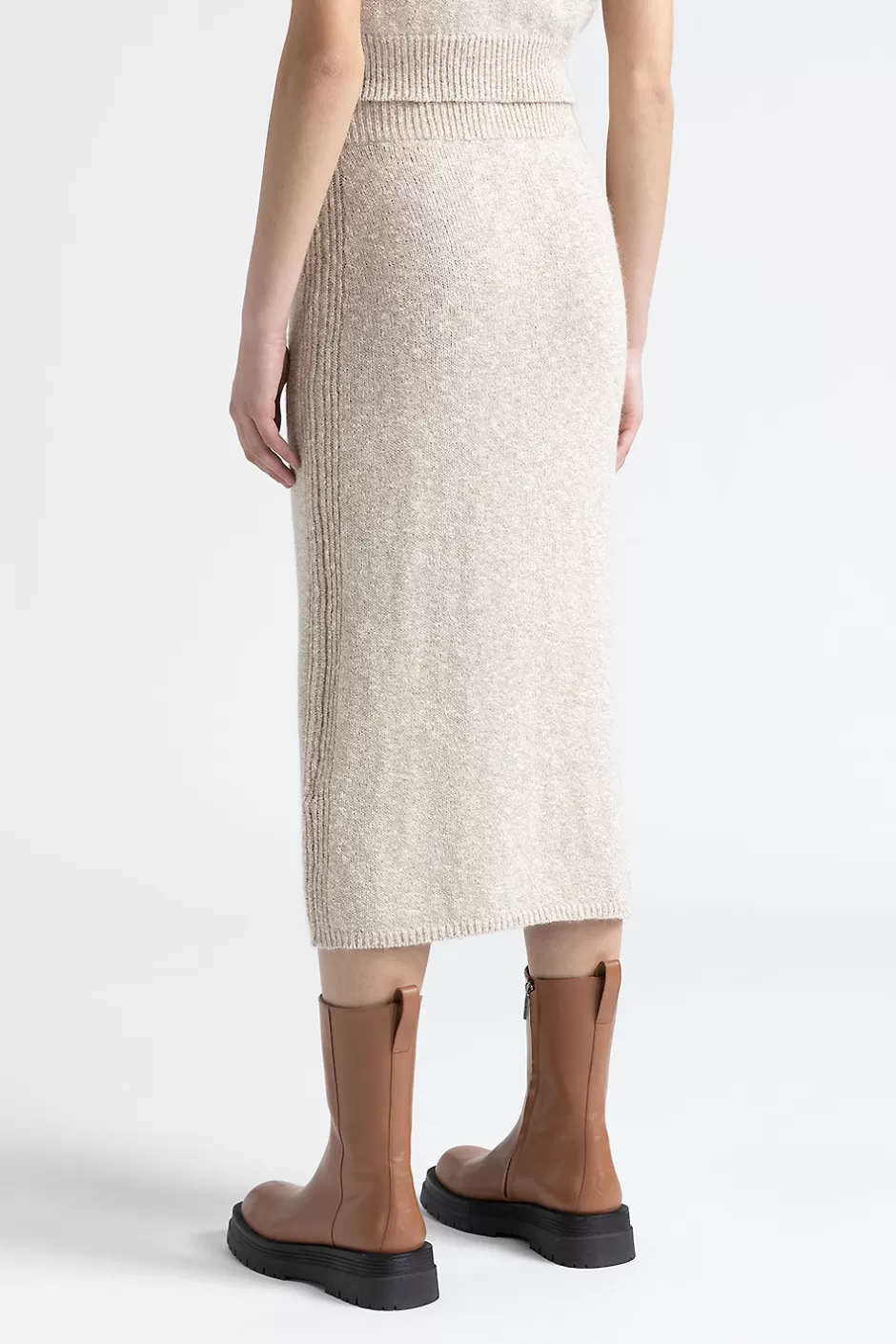 Completi E Set Coordinati | Gonne | Peserico Gonna Lunga Tricot In Cotone, Alpaca E Viscosa Con Lurex Beige Foschia