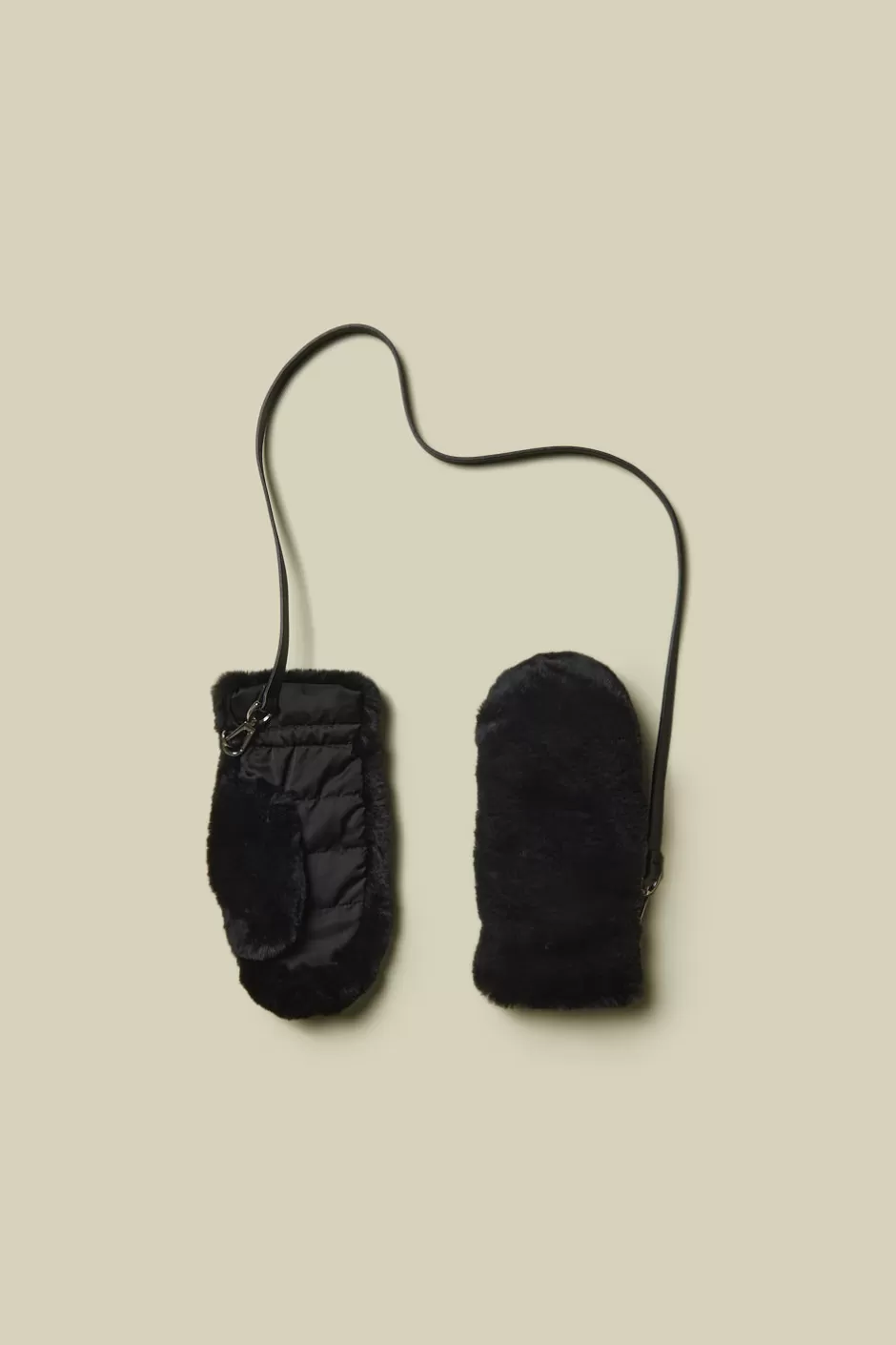 Accessori | Peserico Guanto Muffola In Eco-pelliccia E Nylon Nero