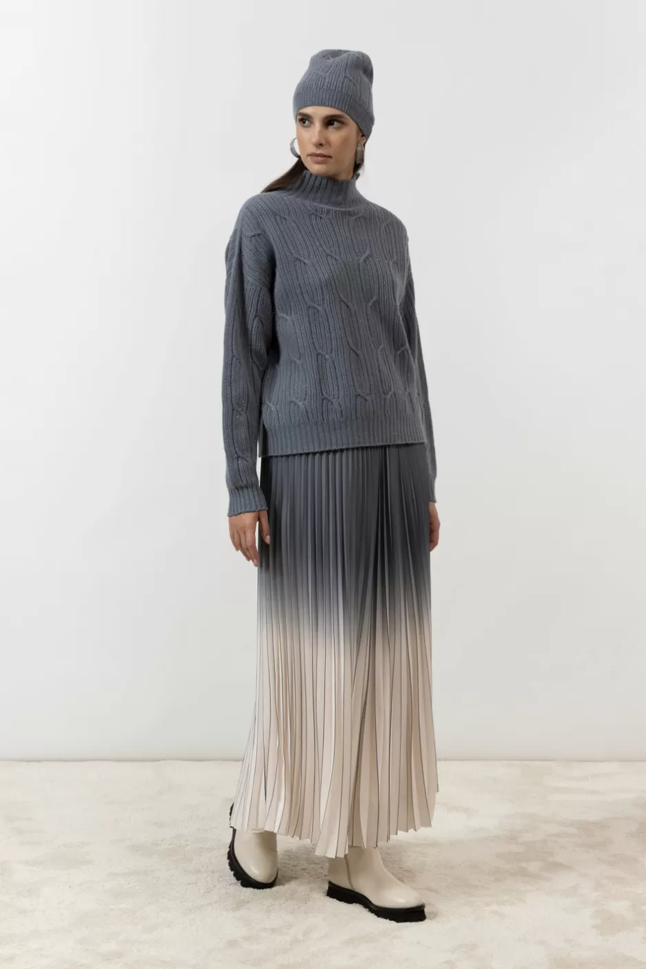 Maglieria | Peserico Maglia A Lupetto In Lana, Seta, Cashmere E Pagliuzza Laminata Ardesia