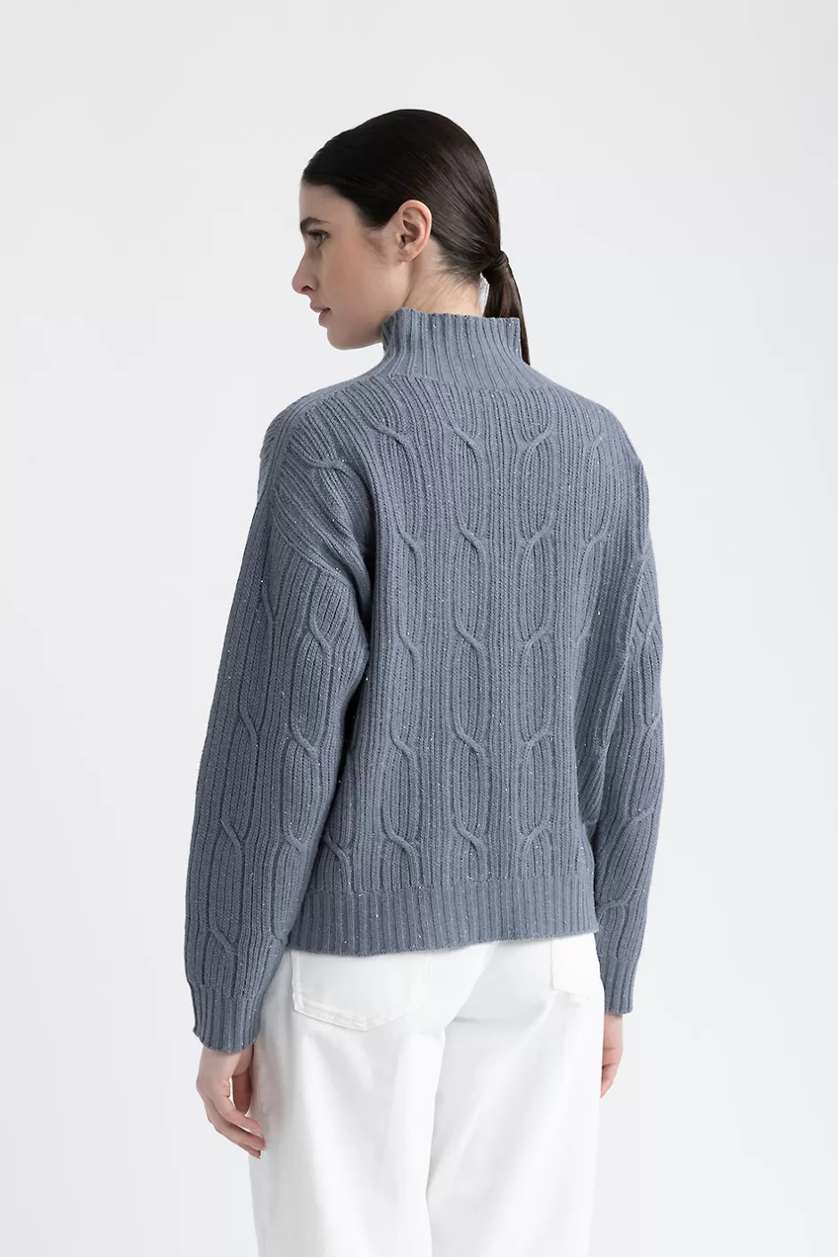 Maglieria | Peserico Maglia A Lupetto In Lana, Seta, Cashmere E Pagliuzza Laminata Ardesia