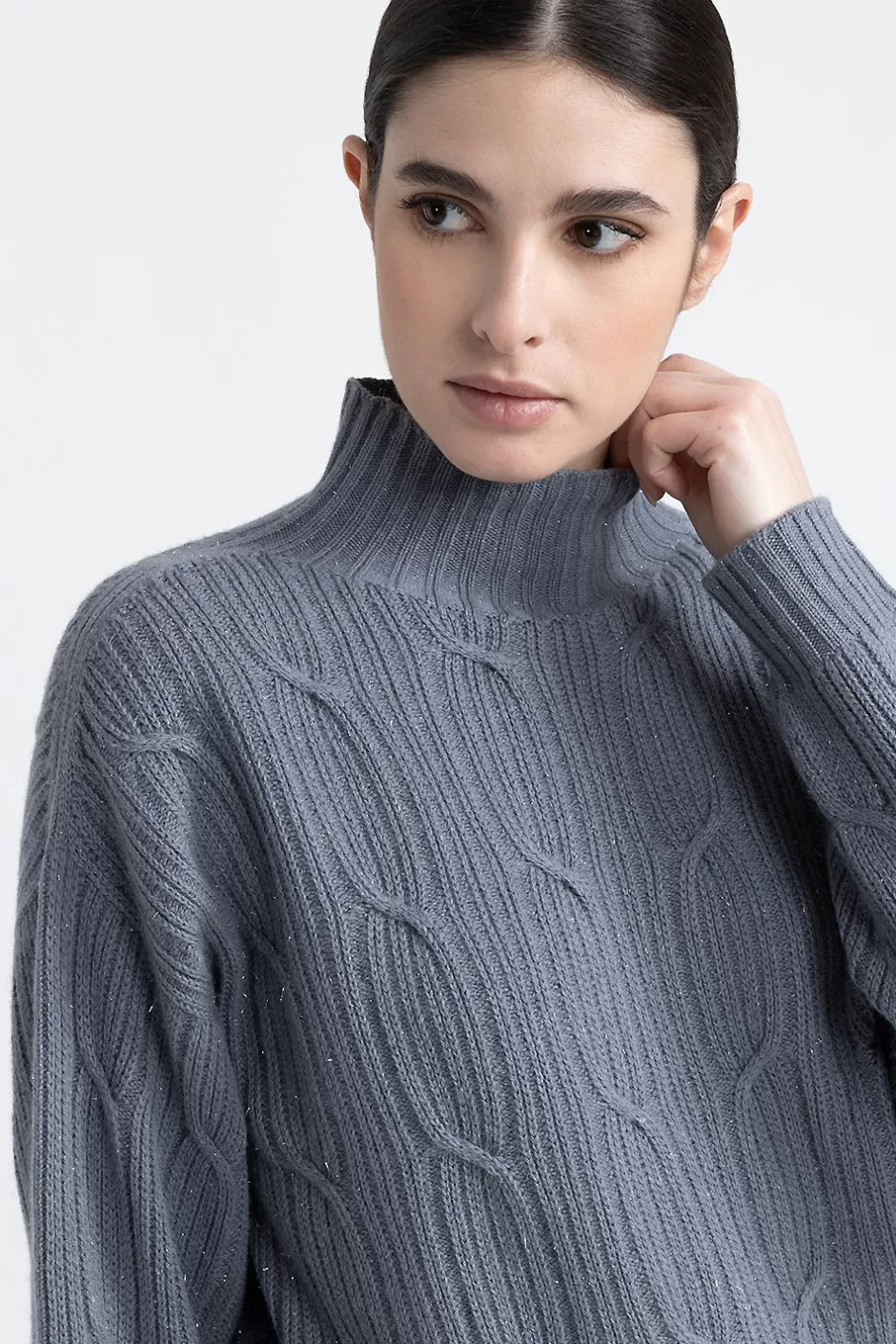 Maglieria | Peserico Maglia A Lupetto In Lana, Seta, Cashmere E Pagliuzza Laminata Ardesia