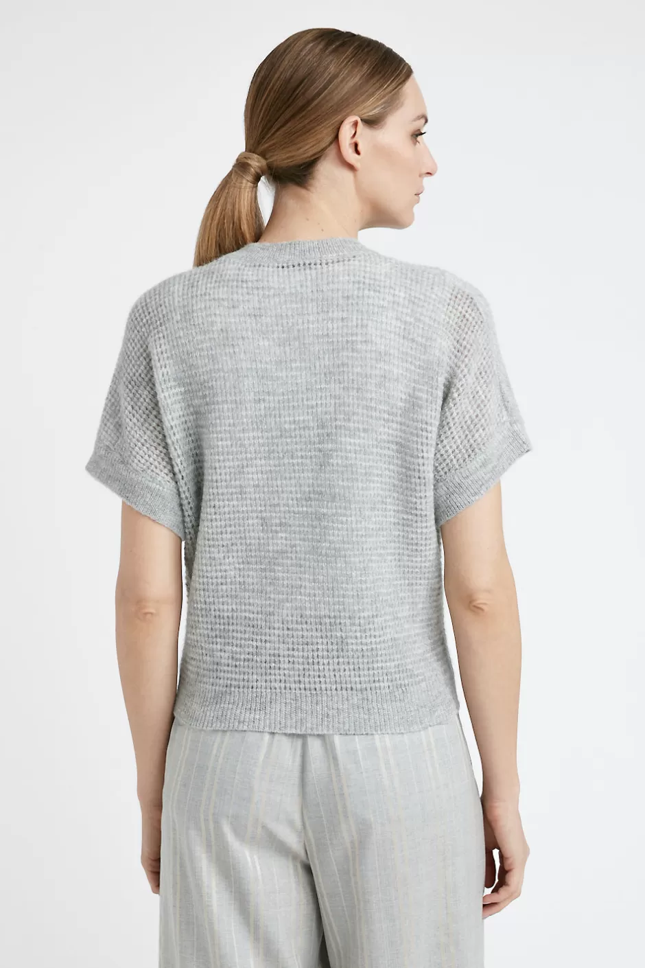 Maglieria | Peserico Maglia A Punto Traforato In Lana Merino E Alpaca Grigio nebbia
