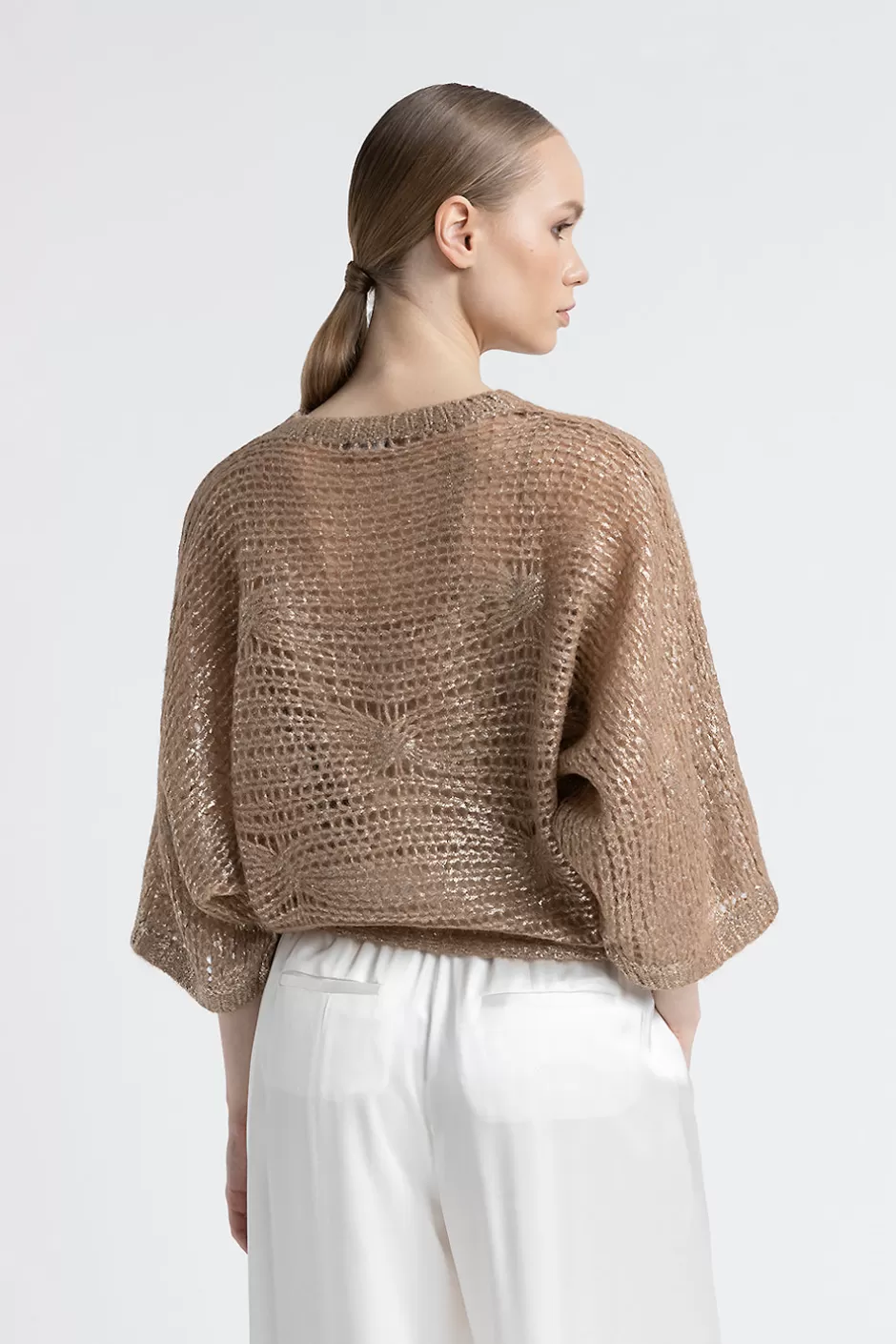 Maglieria | Peserico Maglia Ampia In Filato A Rete Di Baby Alpaca Suri Latte macchiato