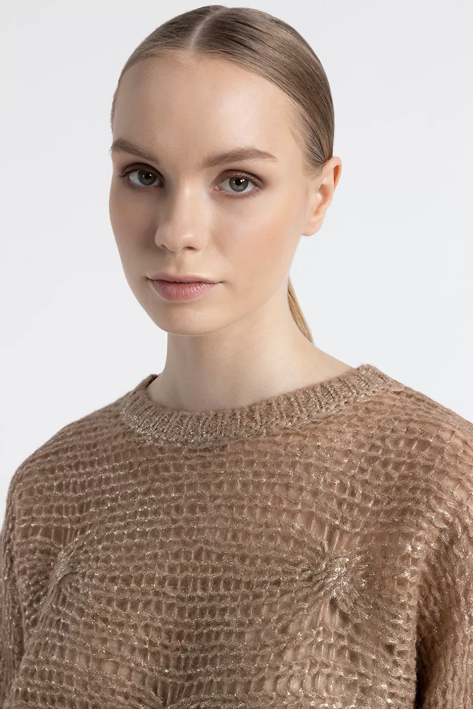 Maglieria | Peserico Maglia Ampia In Filato A Rete Di Baby Alpaca Suri Latte macchiato