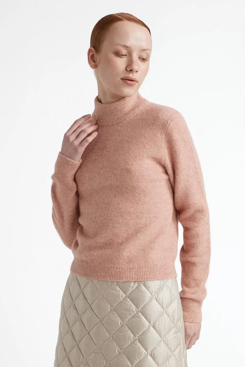 Maglieria | Peserico Maglia Collo Alto In Filato D'alpaca E Lana Stretch Rosa Meriggio