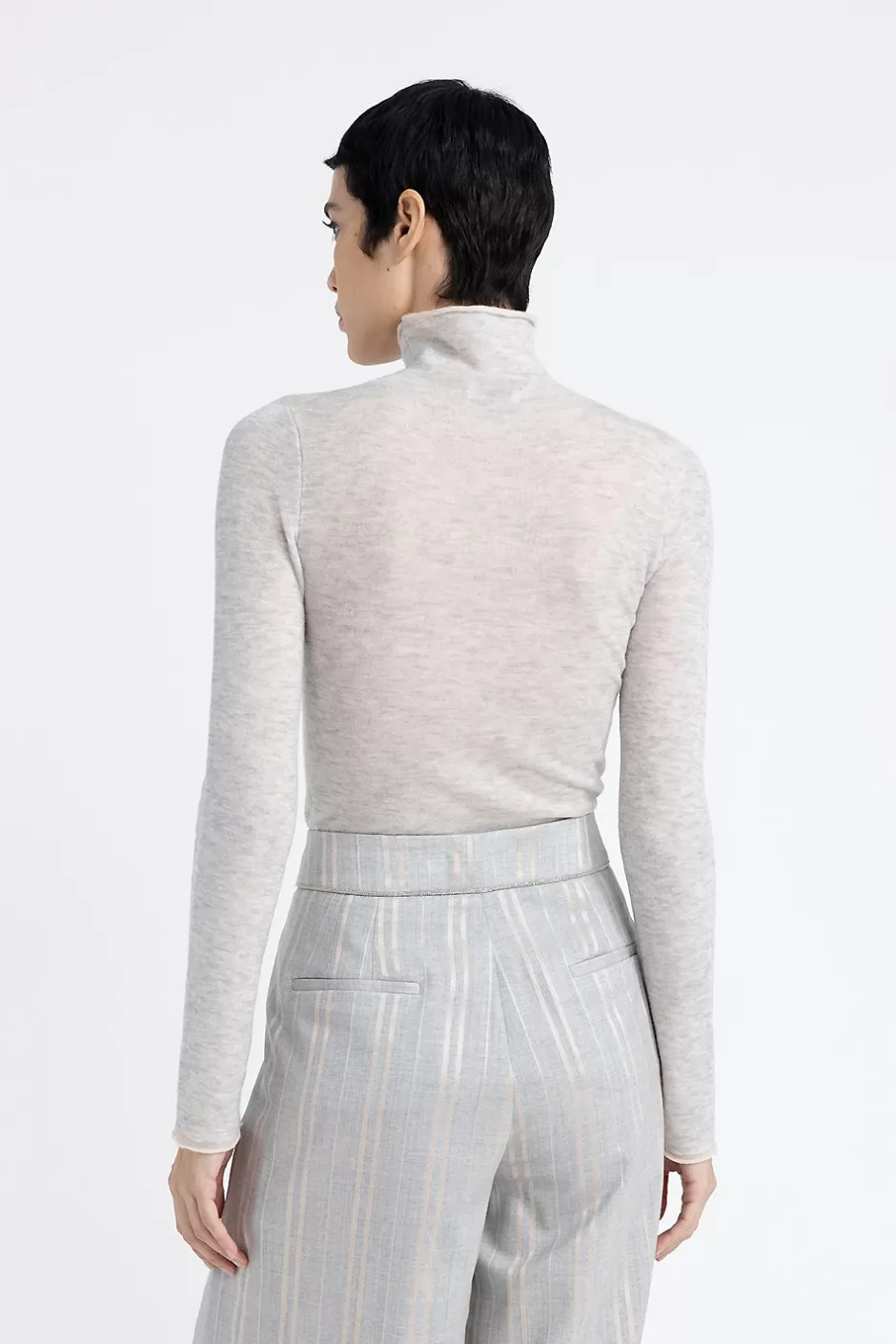 Maglieria | Peserico Maglia Collo Alto In Lana D'angora E Micro Paillettes Grigio nebbia