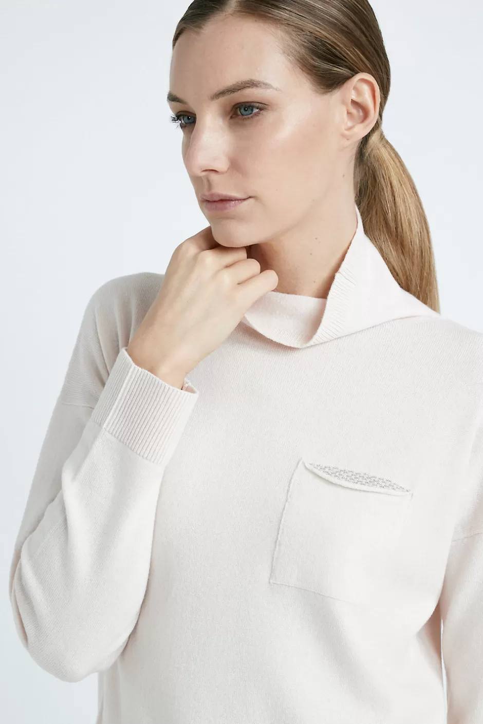 Maglieria | Peserico Maglia Collo Alto In Rasato Di Lana Seta Cashmere Acqua di rose