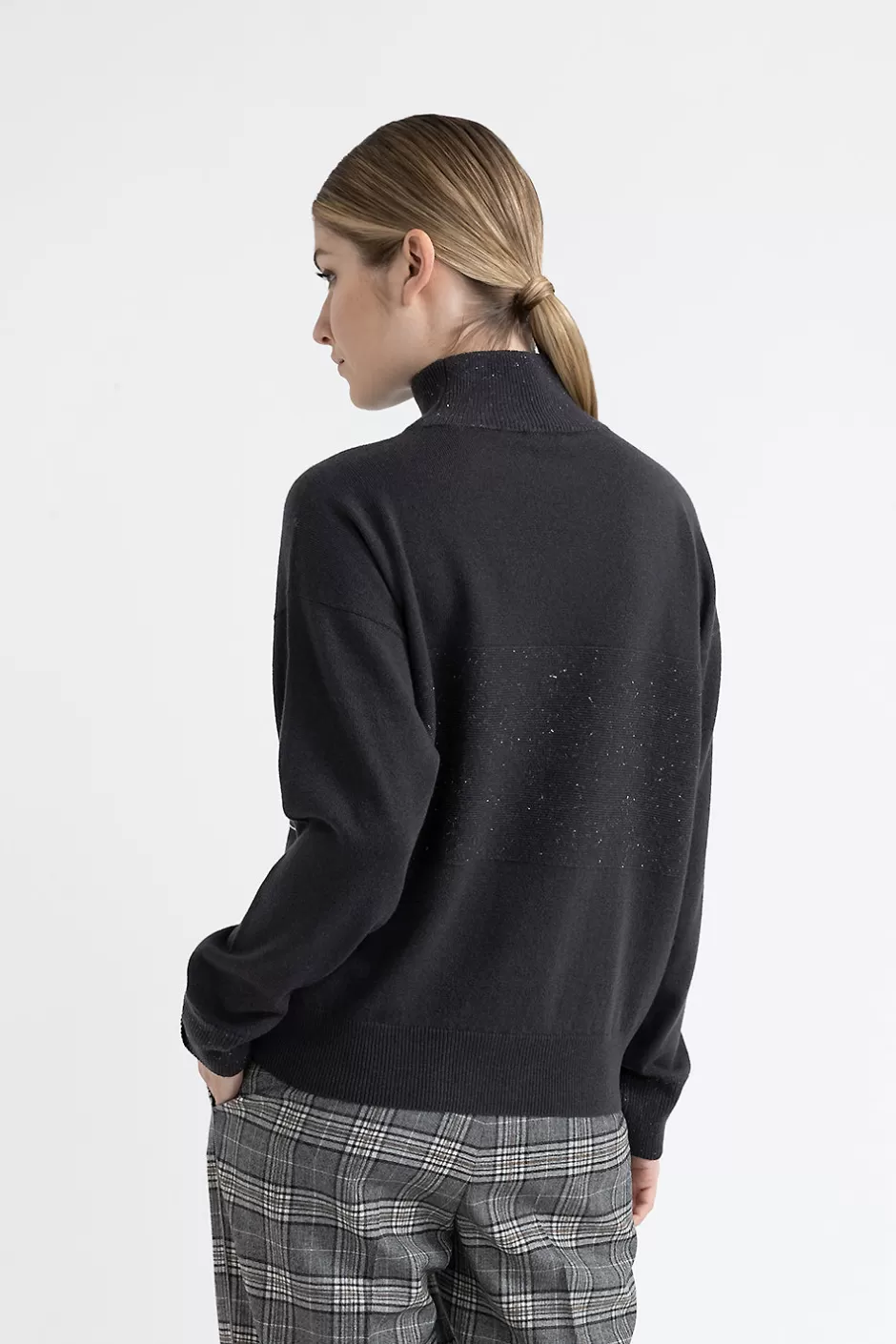 Maglieria | Peserico Maglia Con Collo A Lupetto In Lana, Seta Cashmere Con Lurex Grafite
