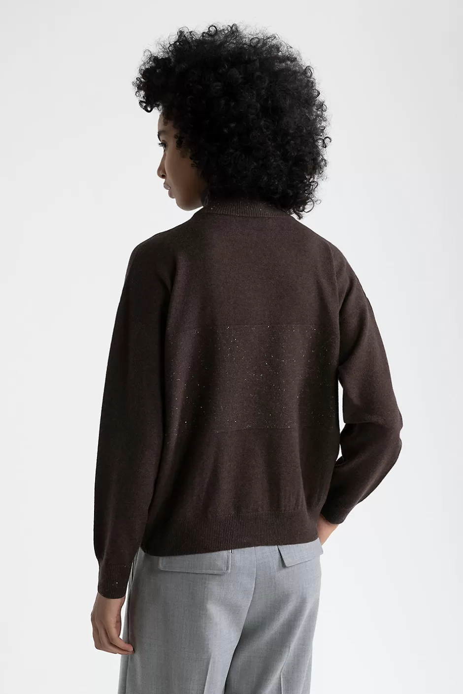 Maglieria | Peserico Maglia Con Collo A Lupetto In Lana, Seta Cashmere Con Lurex Noce