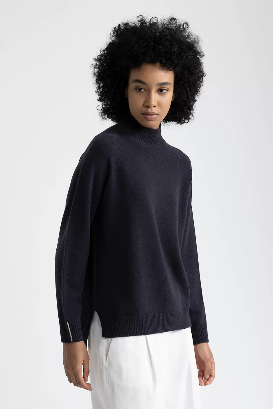 Maglieria | Peserico Maglia Con Collo A Lupetto In Lana, Seta E Cashmere Blu calamaio