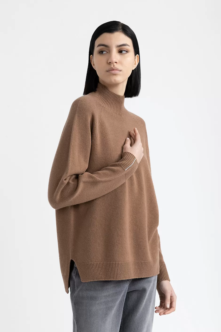 Maglieria | Peserico Maglia Con Collo A Lupetto In Lana, Seta E Cashmere Castagno
