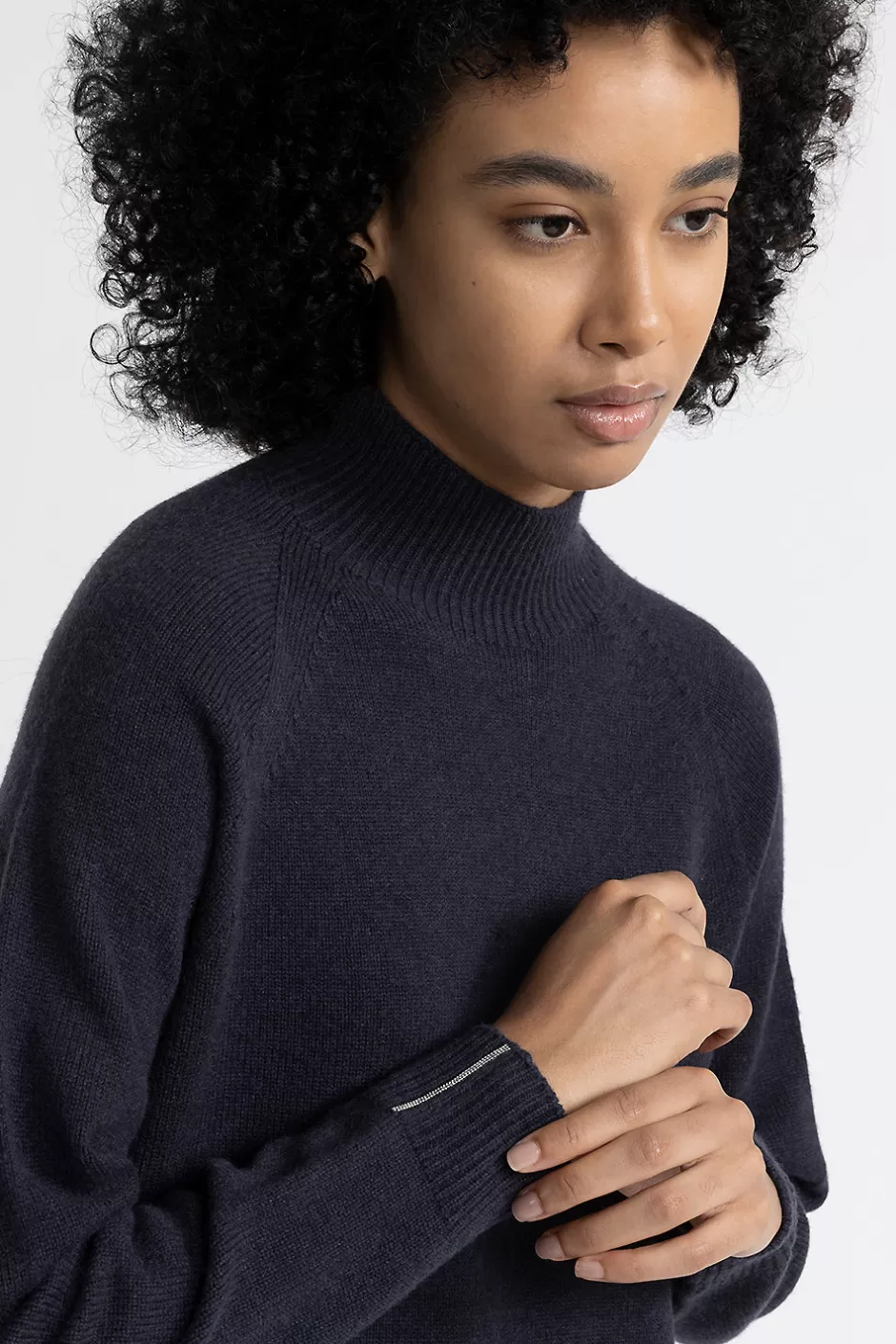 Maglieria | Peserico Maglia Con Collo A Lupetto In Lana, Seta E Cashmere Blu calamaio