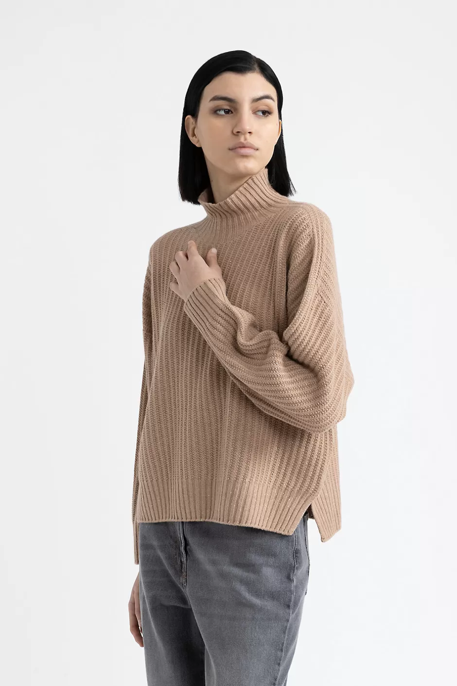 Maglieria | Peserico Maglia Con Collo A Lupetto In Lana, Seta E Cashmere Con Lurex Baita