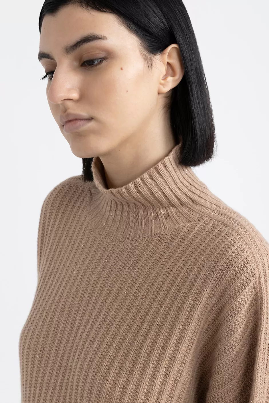 Maglieria | Peserico Maglia Con Collo A Lupetto In Lana, Seta E Cashmere Con Lurex Baita