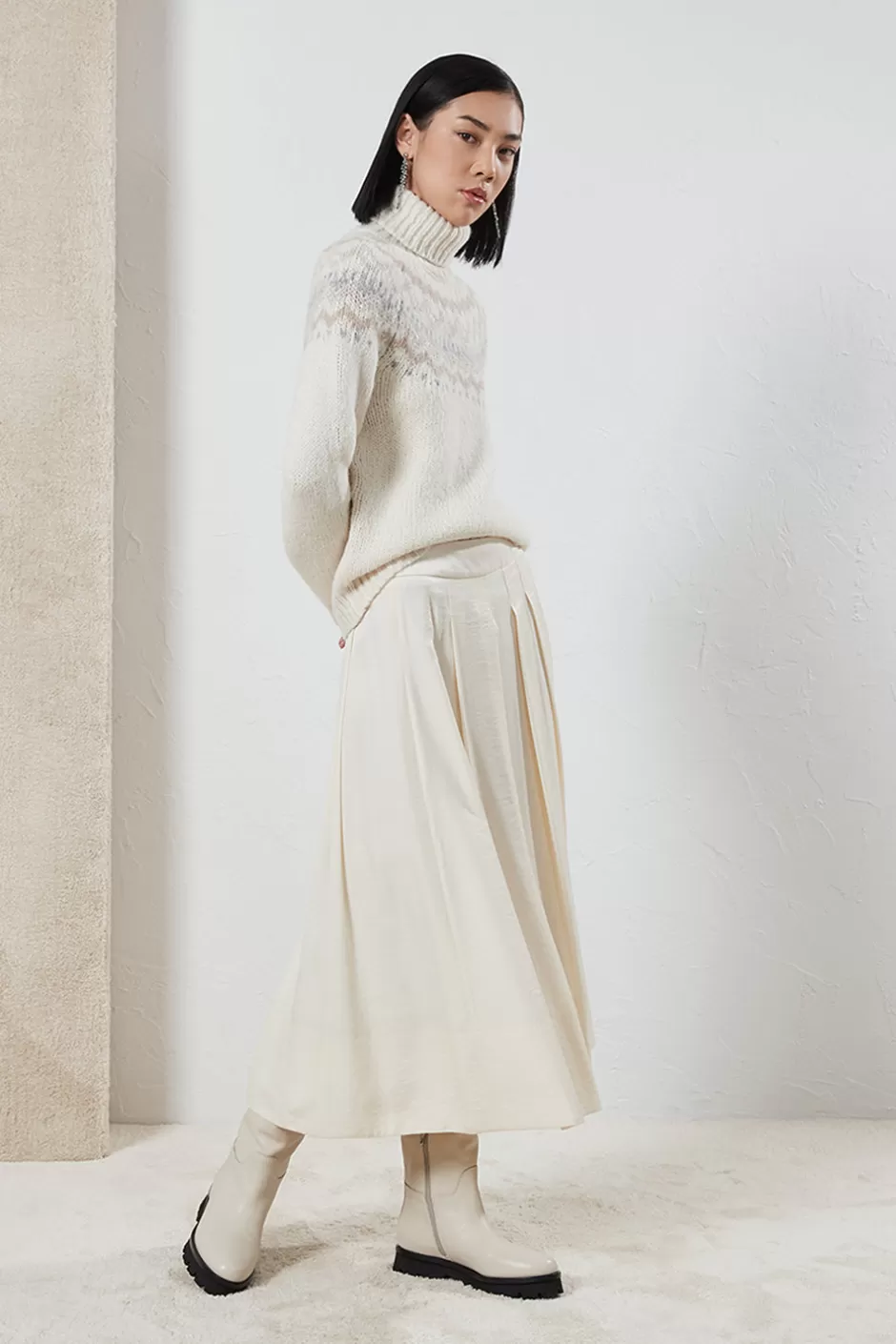 Maglieria | Peserico Maglia Con Motivo Nordico In Alpaca E Lana Con Paillettes Bianco