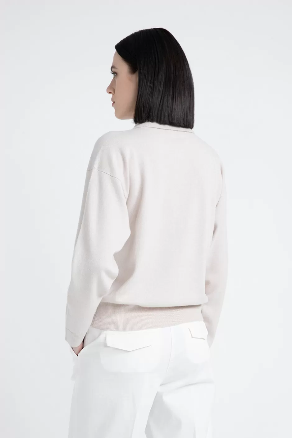 Maglieria | Peserico Maglia Con Scollo A Polo In Lana Seta E Cashmere Beige perla